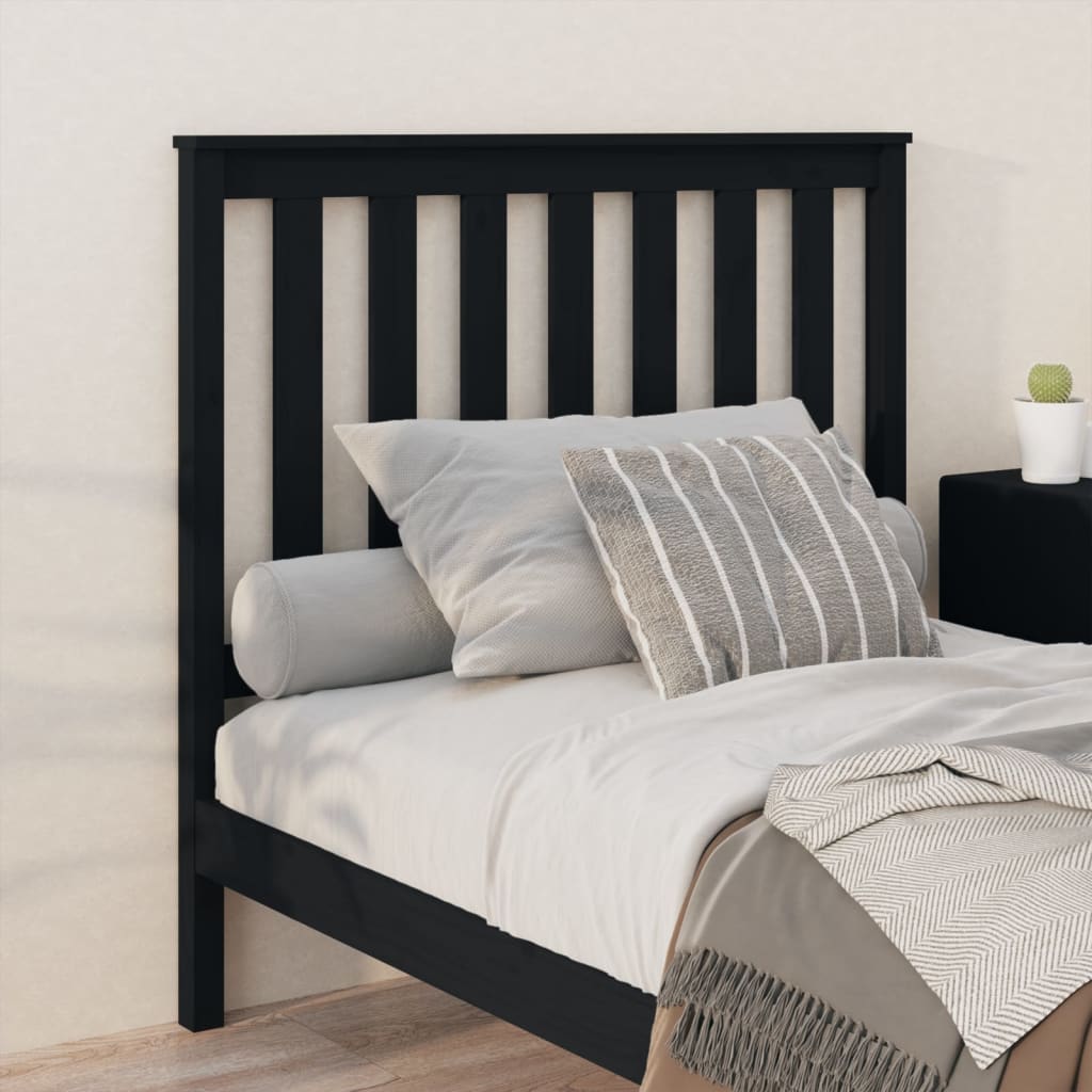 vidaXL Bed Headboard Black 106x6x101 cm Solid Wood Pine