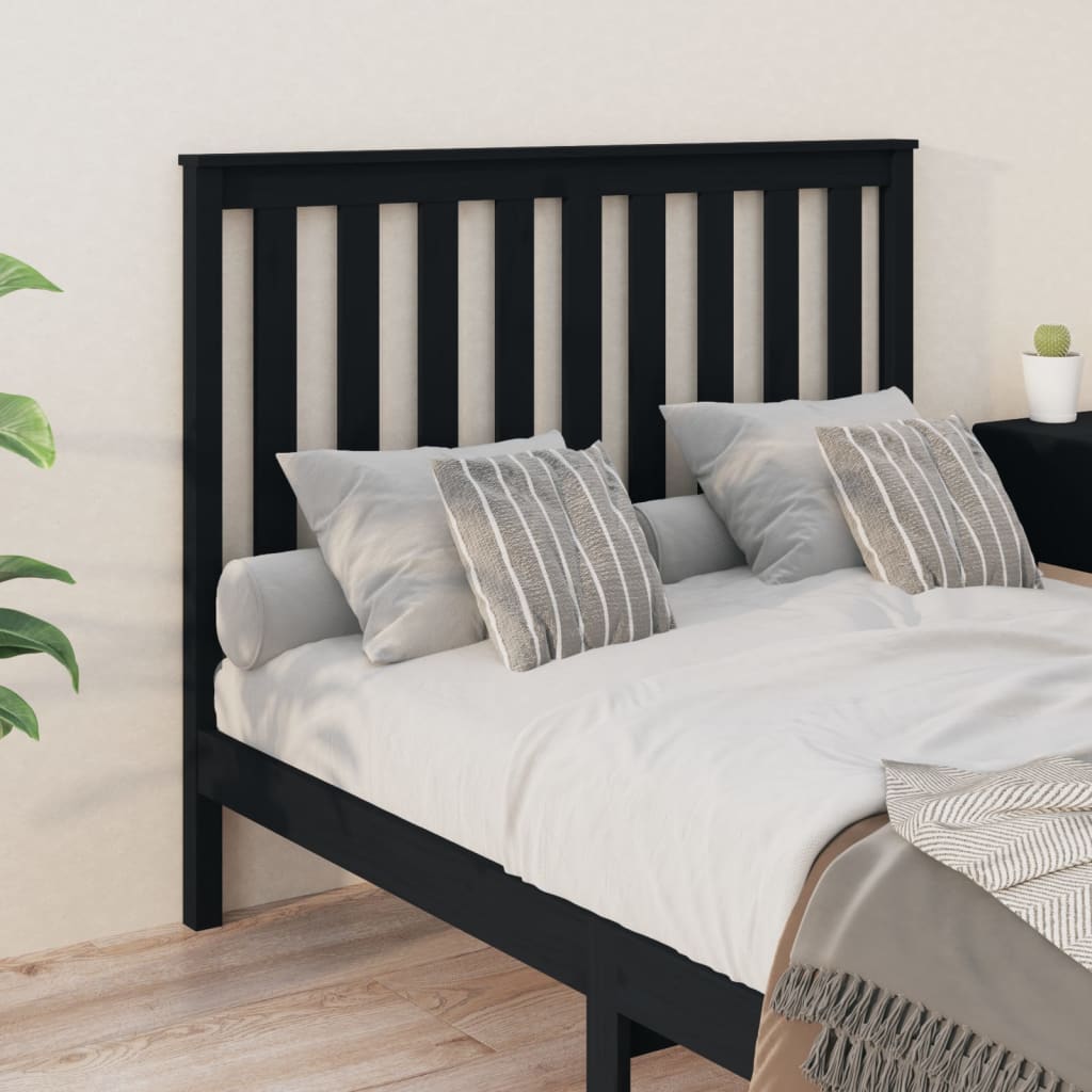 vidaXL Bed Headboard Black 146x6x101 cm Solid Wood Pine