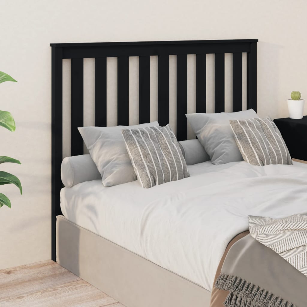 vidaXL Bed Headboard Black 146x6x101 cm Solid Wood Pine