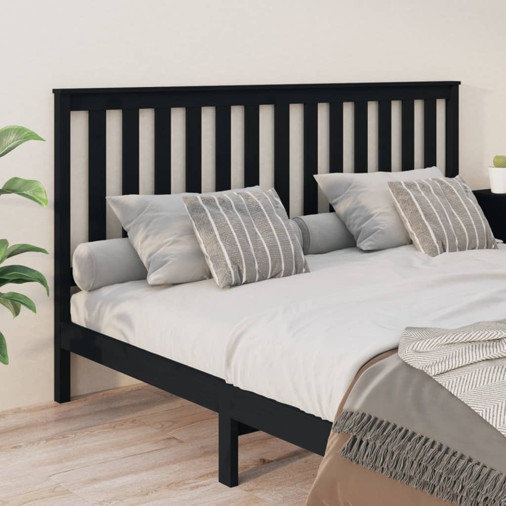 vidaXL Bed Headboard Black 186x6x101 cm Solid Wood Pine