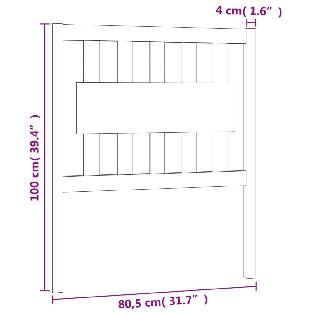 Bed Headboard 80.5x4x100 cm Solid Wood Pine