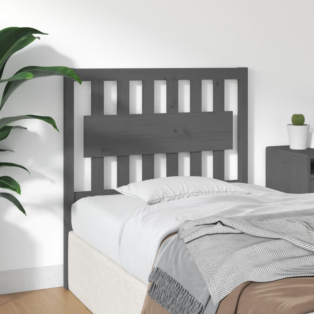 Bed Headboard Grey 95.5x4x100 cm Solid Wood Pine