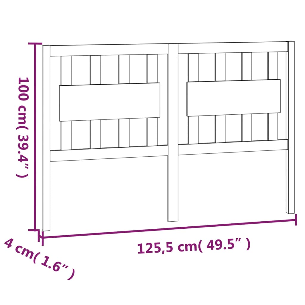 Bed Headboard 125.5x4x100 cm Solid Wood Pine