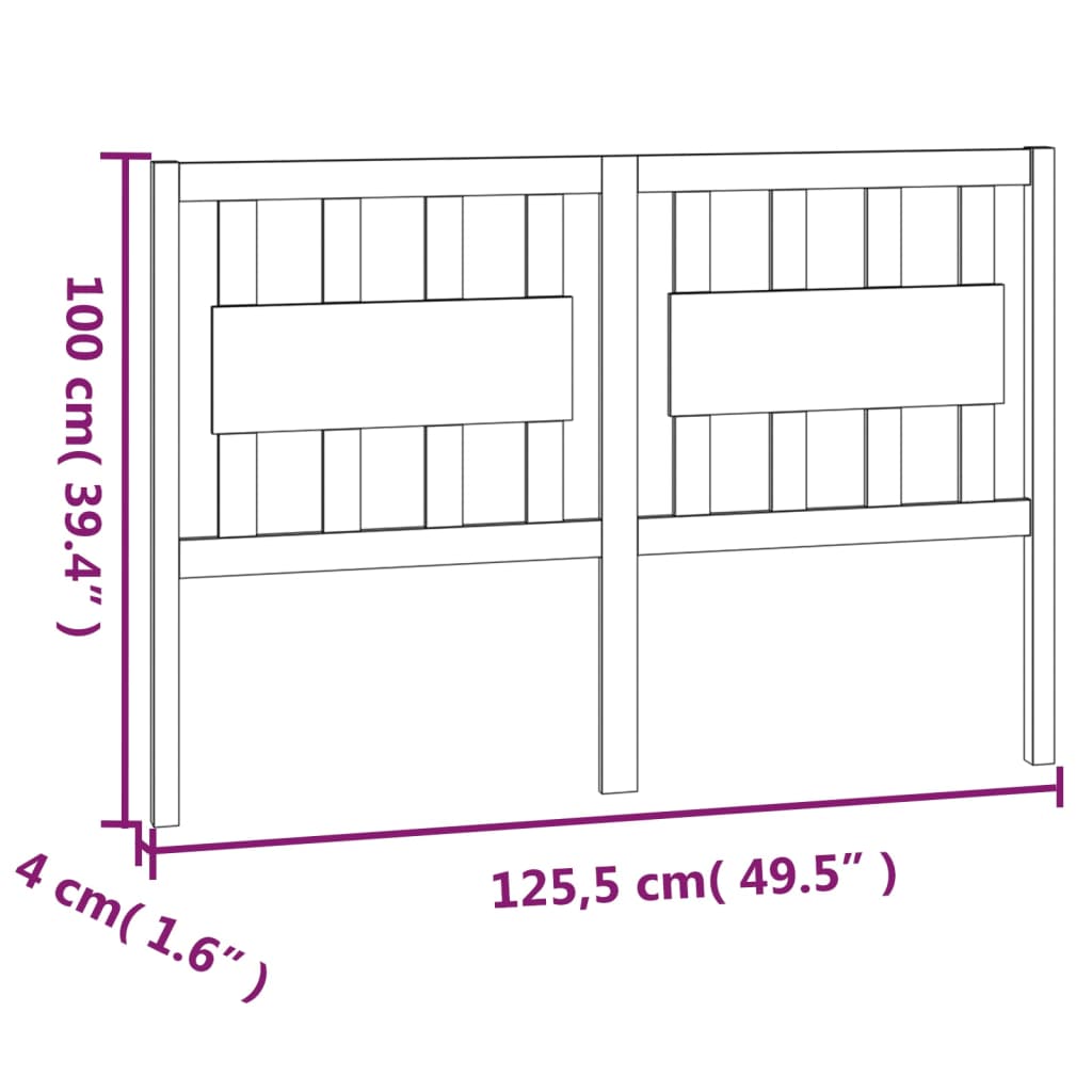 Bed Headboard White 125.5x4x100 cm Solid Wood Pine