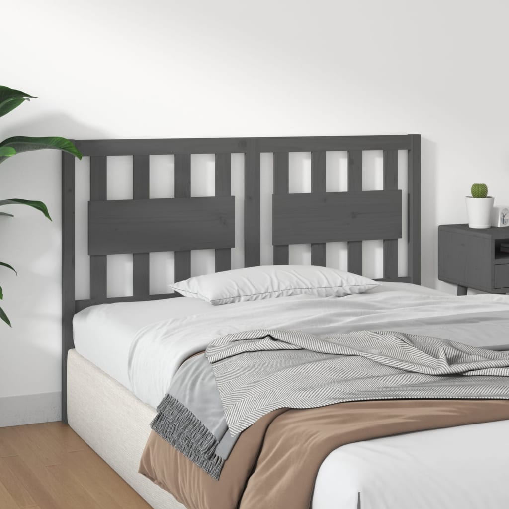 Bed Headboard Grey 125.5x4x100 cm Solid Wood Pine