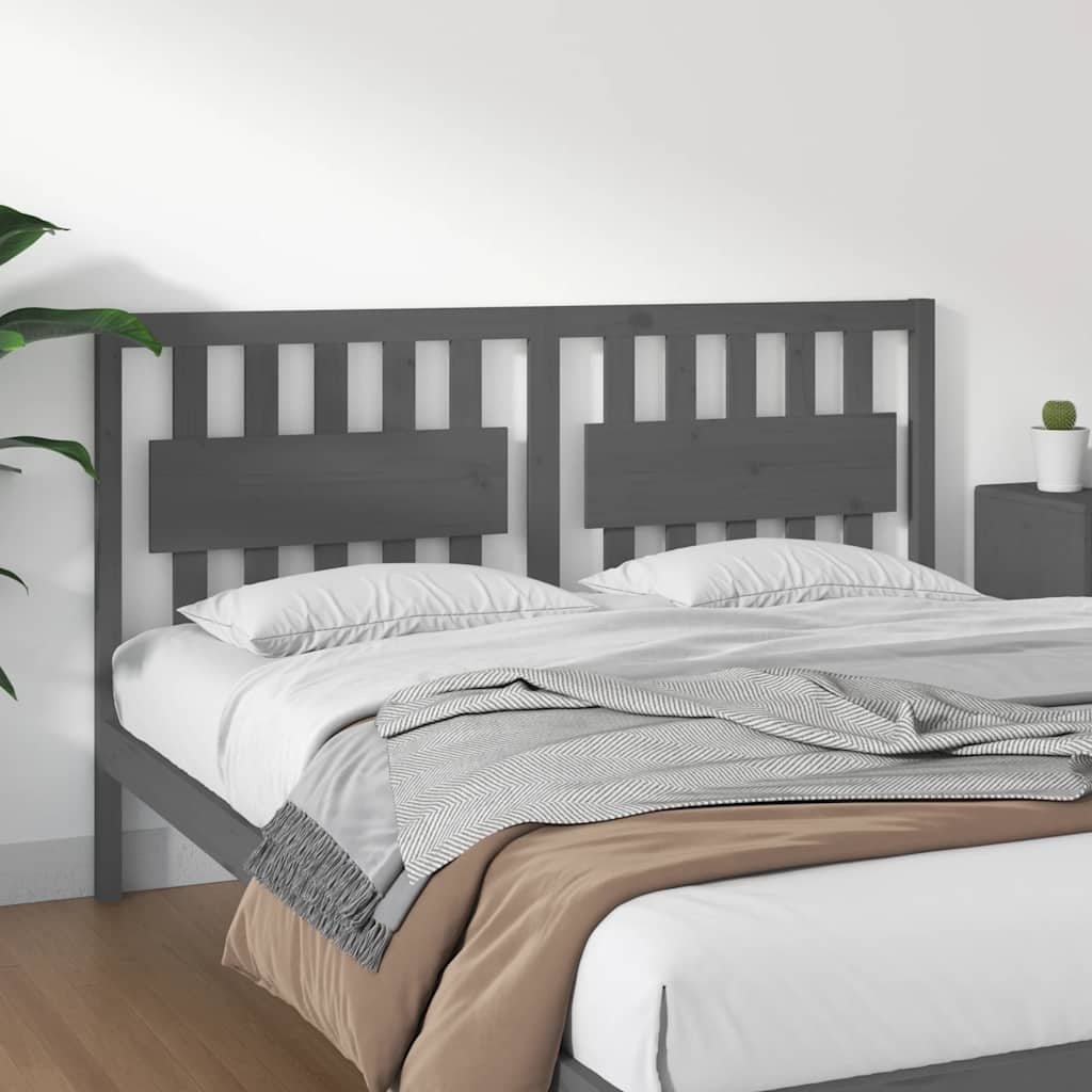 Bed Headboard Grey 165.5x4x100 cm Solid Wood Pine
