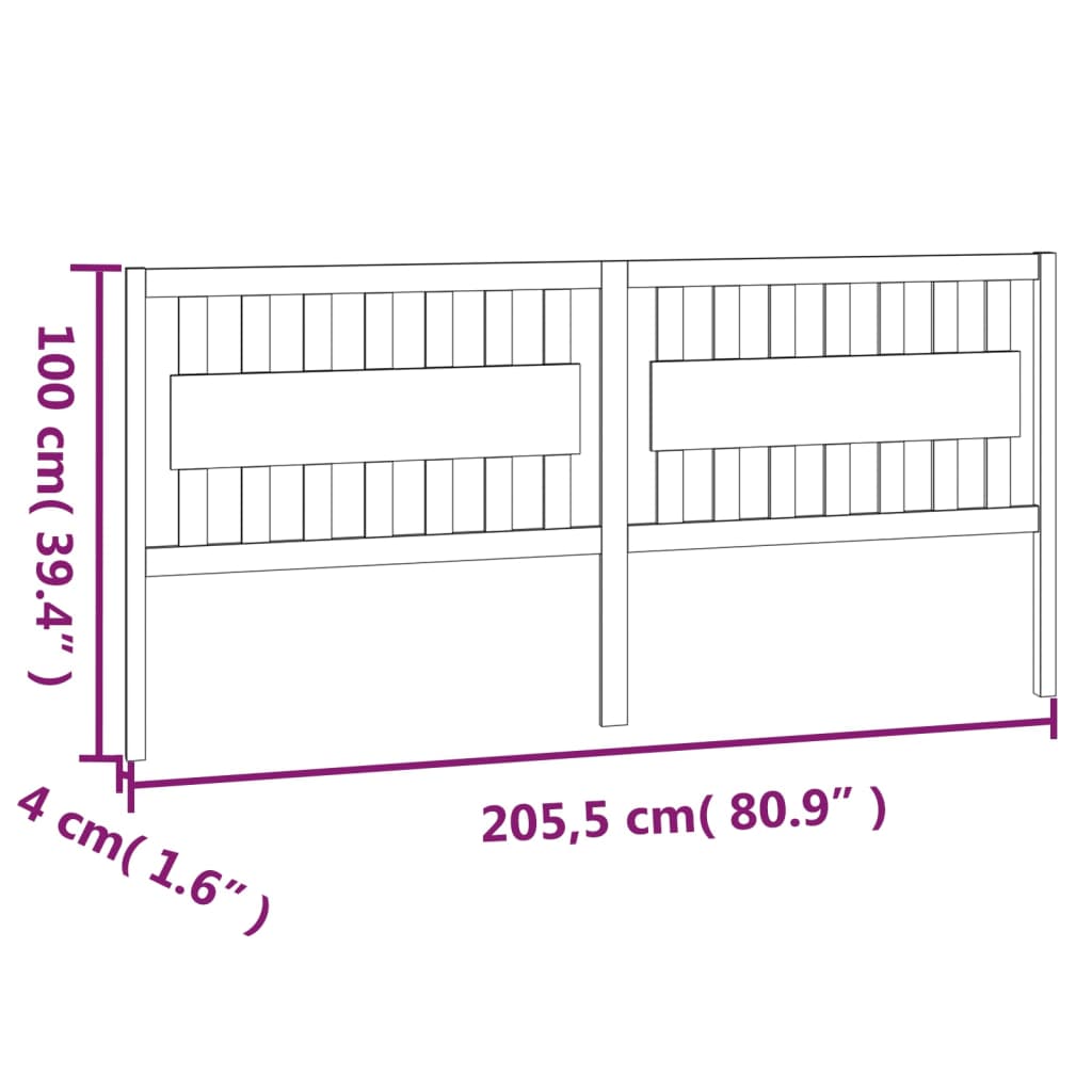 Bed Headboard 205.5x4x100 cm Solid Wood Pine