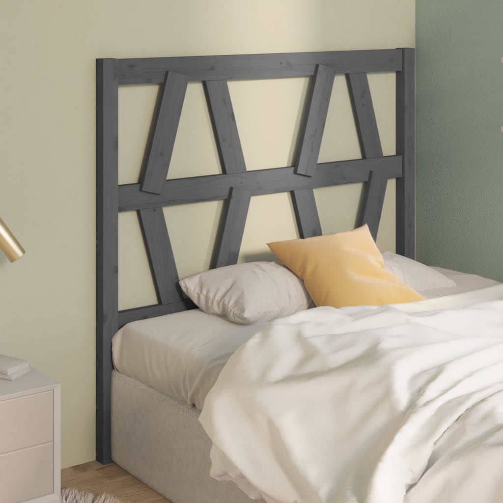 Bed Headboard Grey 81x4x100 cm Solid Wood Pine