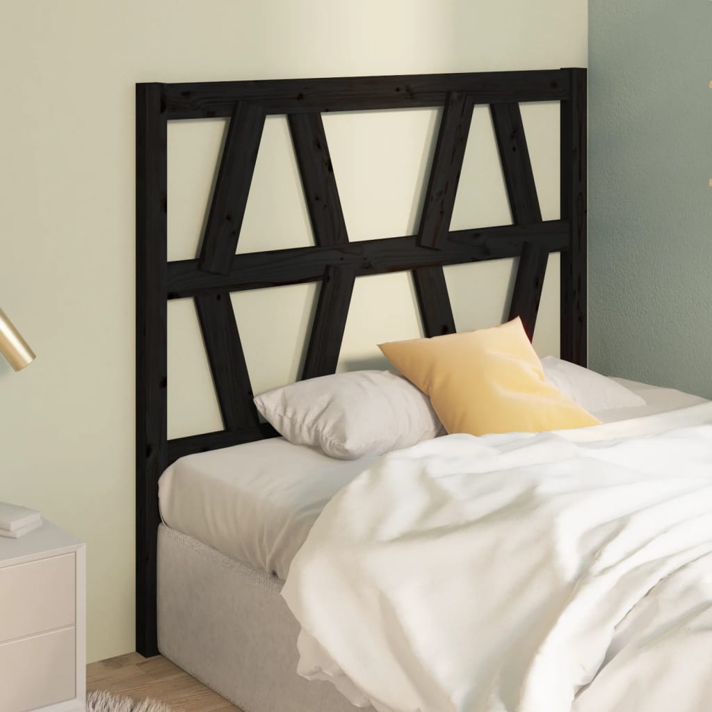 vidaXL Bed Headboard Black 96x4x100 cm Solid Wood Pine