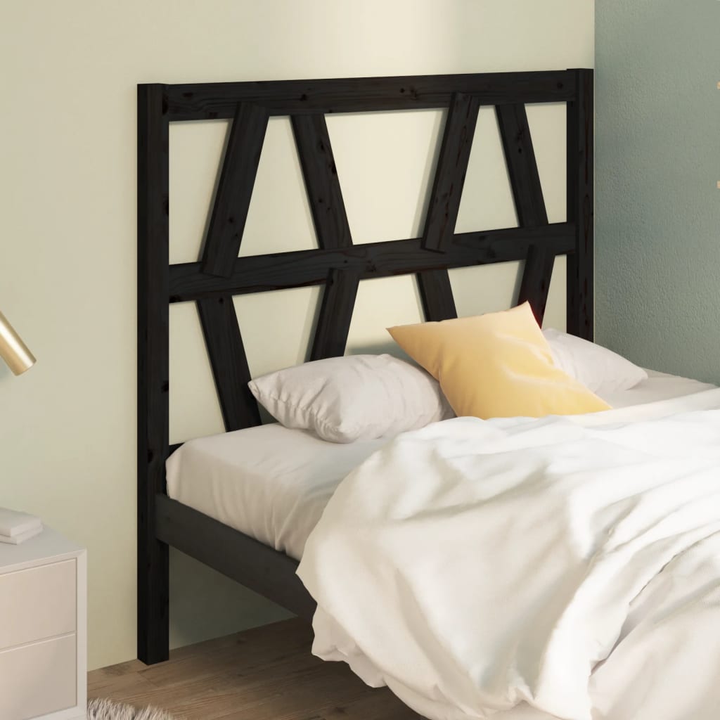 vidaXL Bed Headboard Black 96x4x100 cm Solid Wood Pine