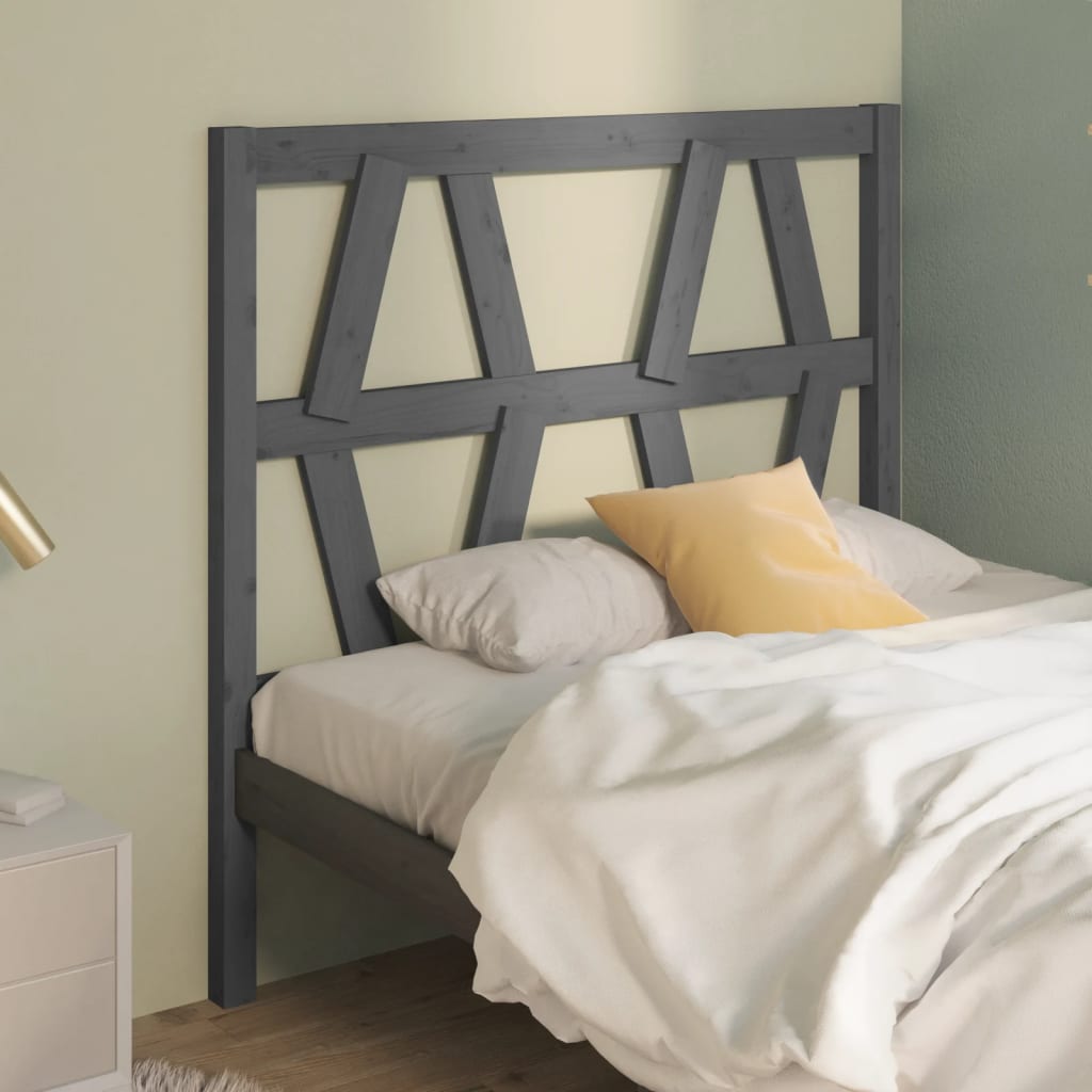 Bed Headboard Grey 106x4x100 cm Solid Wood Pine