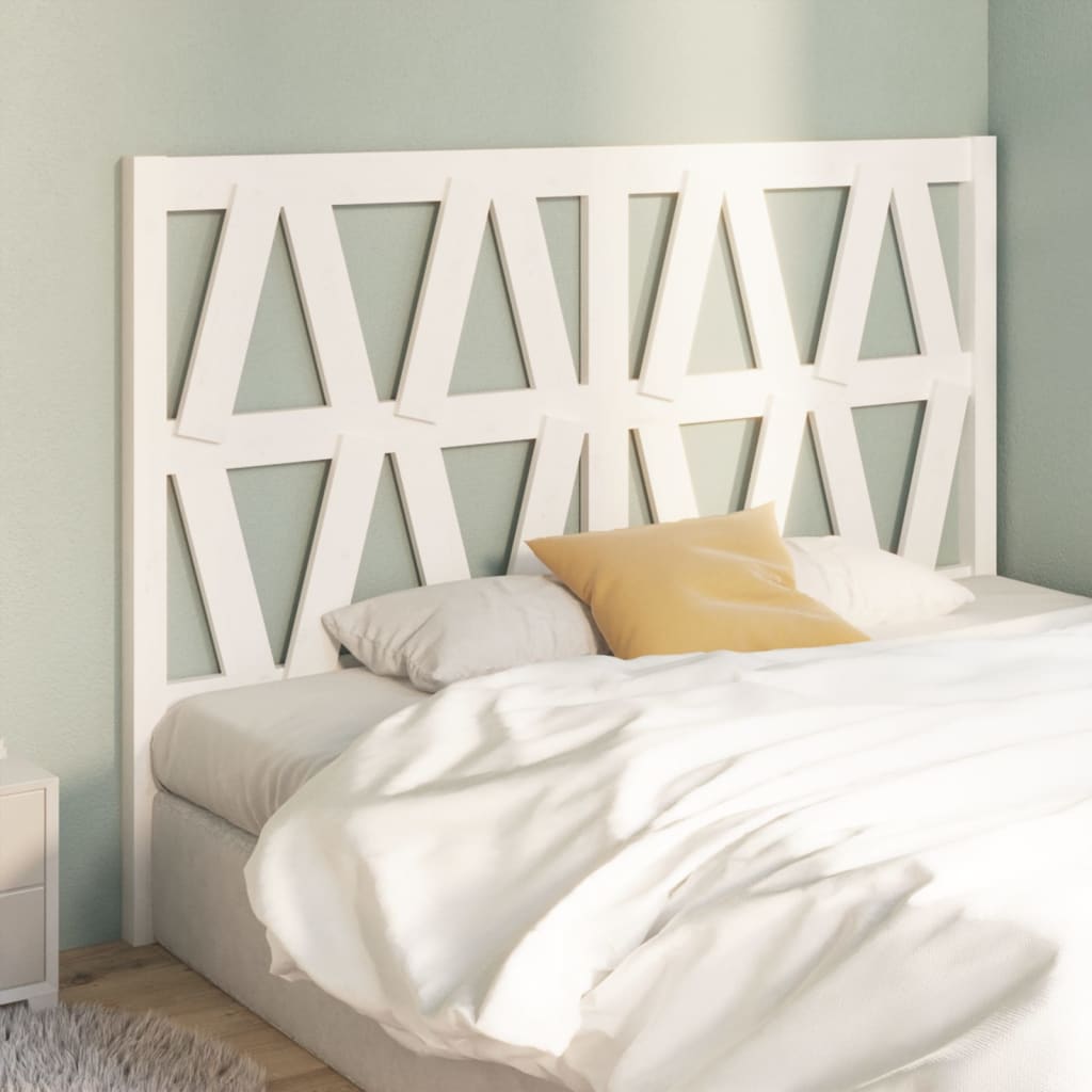 Bed Headboard White 126x4x100 cm Solid Wood Pine