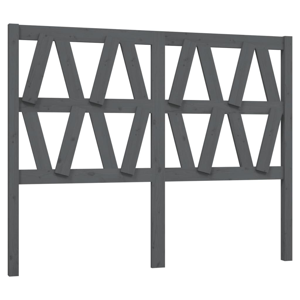 Bed Headboard Grey 126x4x100 cm Solid Wood Pine