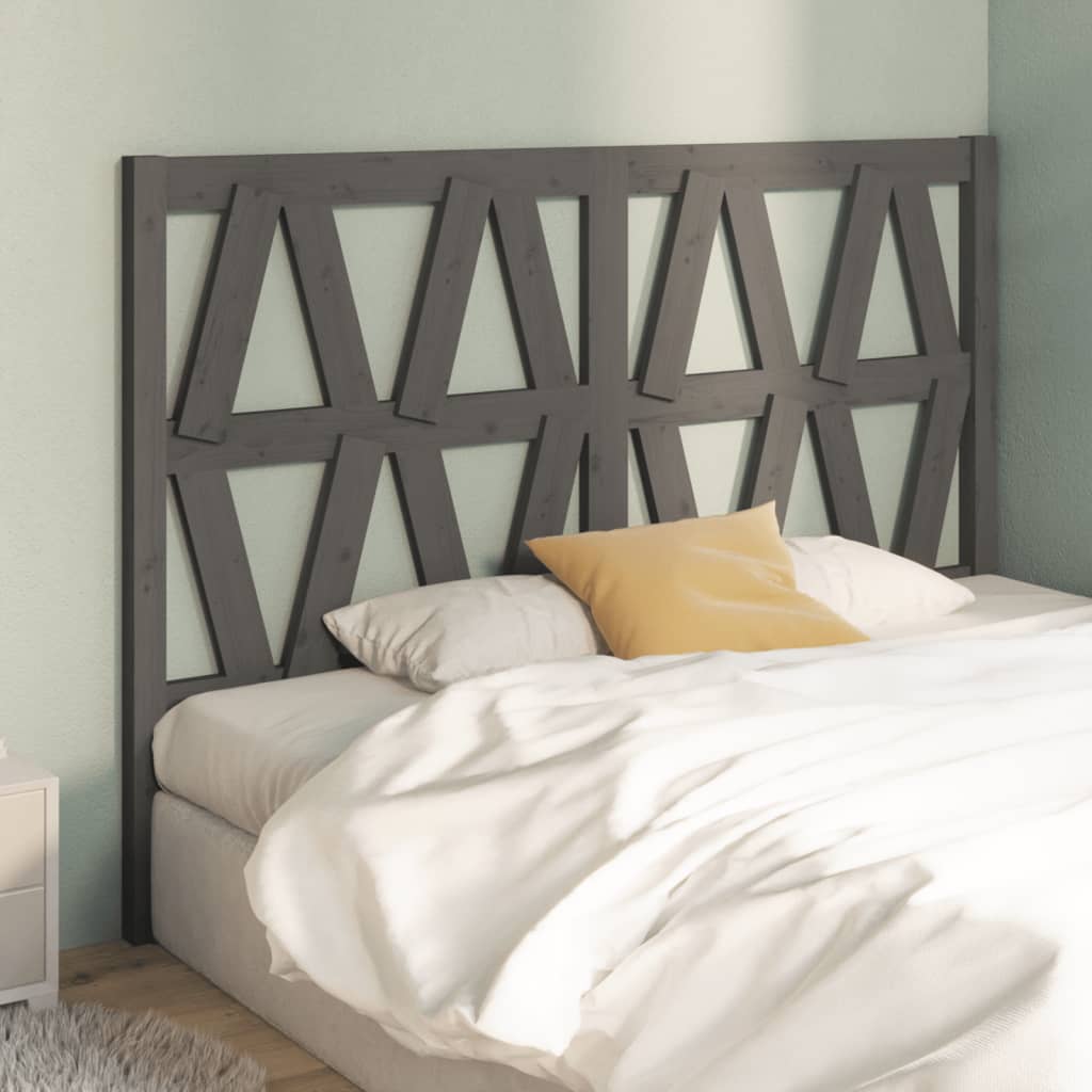 Bed Headboard Grey 126x4x100 cm Solid Wood Pine