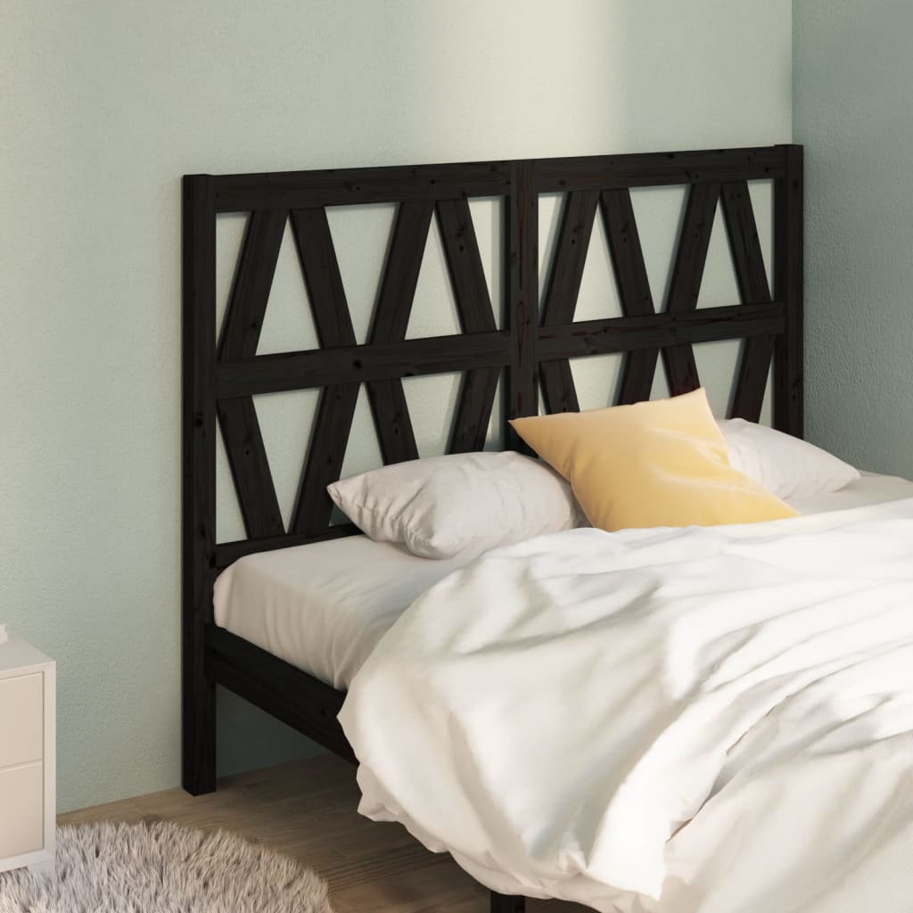 vidaXL Bed Headboard Black 141x4x100 cm Solid Wood Pine