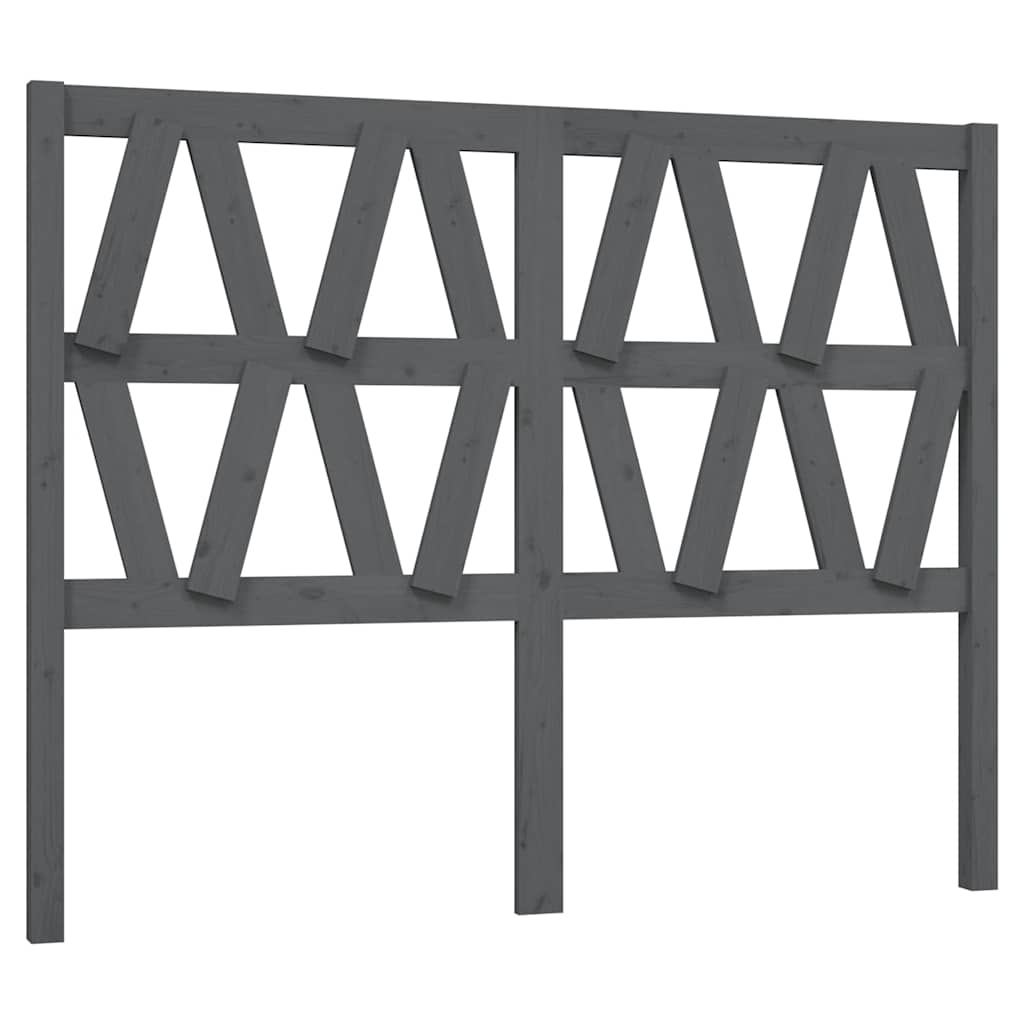 Bed Headboard Grey 146x4x100 cm Solid Wood Pine