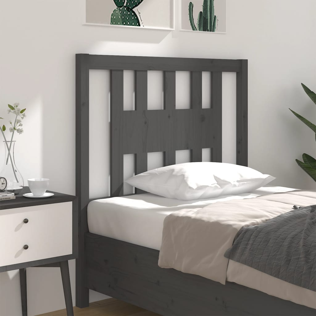 Headboard Grey 96x4x100 cm Solid Wood Pine