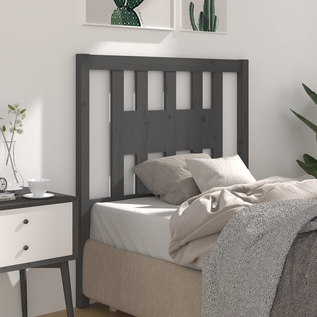 Headboard Grey 106x4x100 cm Solid Wood Pine