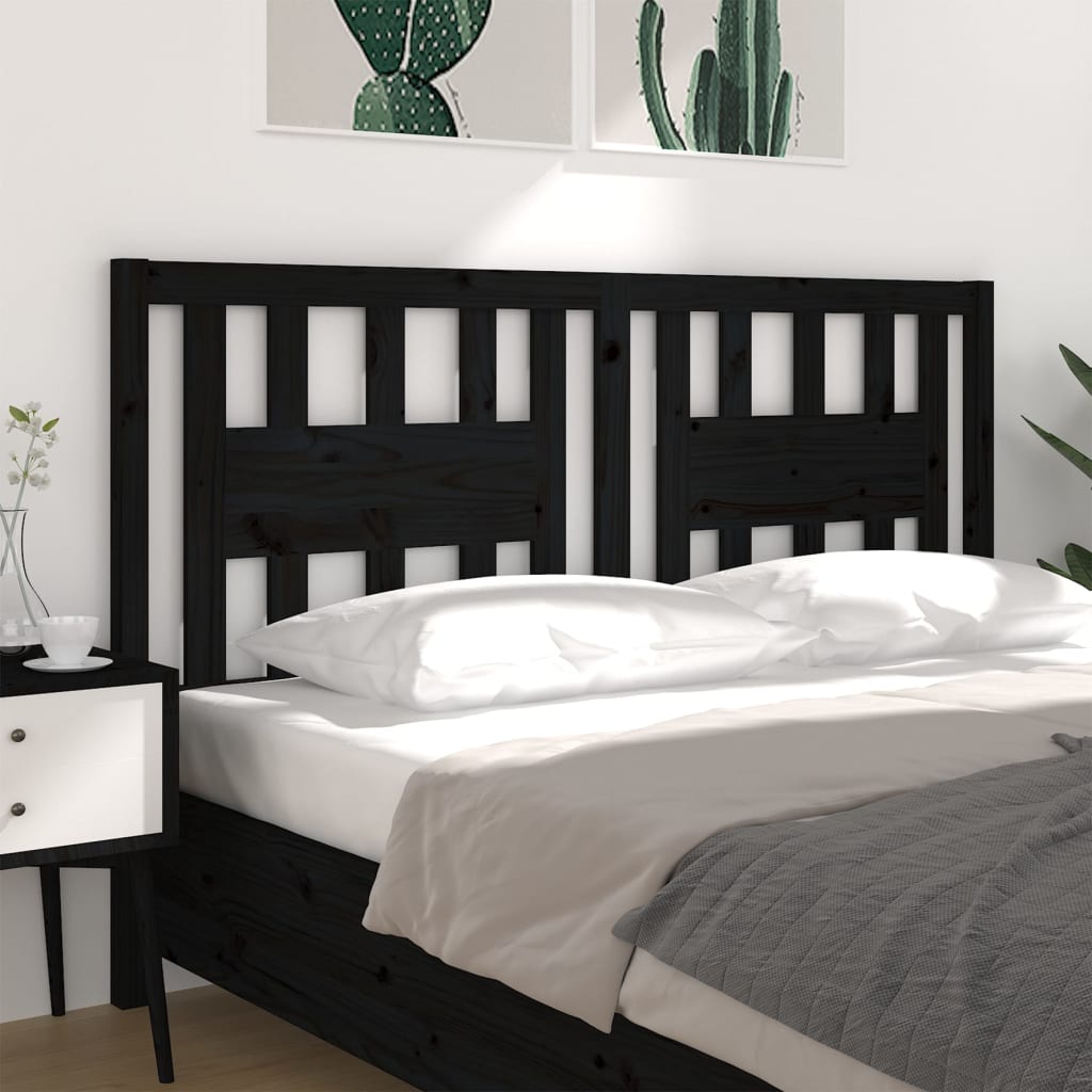 Headboard Black 126x4x100 cm Solid Wood Pine