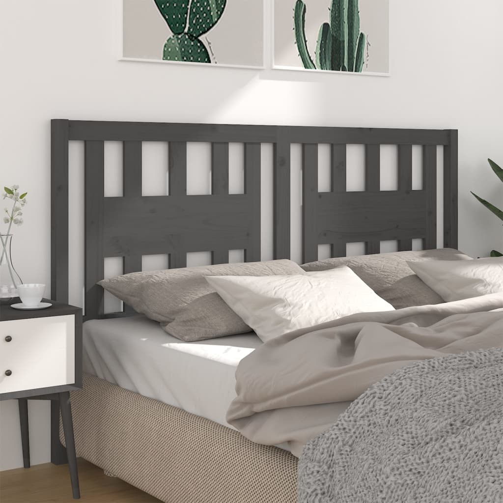 Headboard Grey 186x4x100 cm Solid Wood Pine