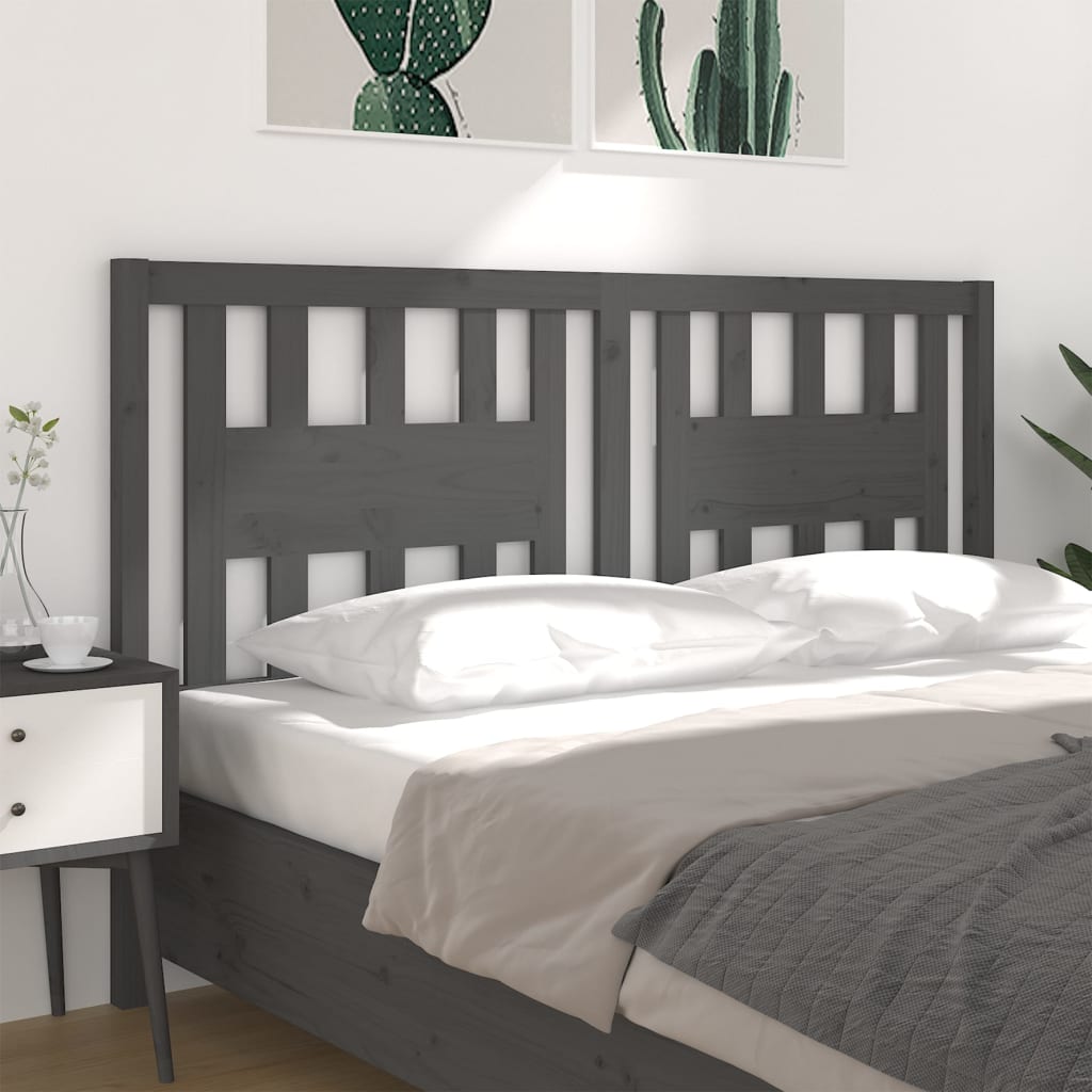 Headboard Grey 206x4x100 cm Solid Wood Pine