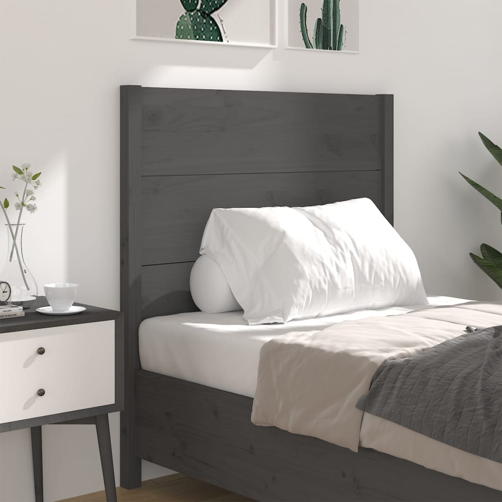 vidaXL Headboard Grey 81x4x100 cm Solid Wood Pine