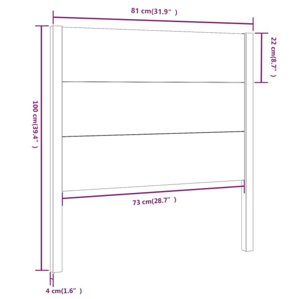 vidaXL Headboard Grey 81x4x100 cm Solid Wood Pine