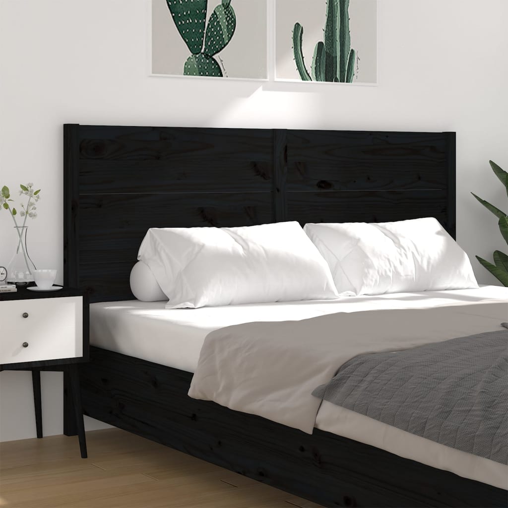 vidaXL Headboard Black 206x4x100 cm Solid Wood Pine