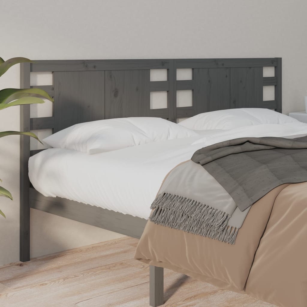 vidaXL Headboard Grey 126x4x100 cm Solid Wood Pine