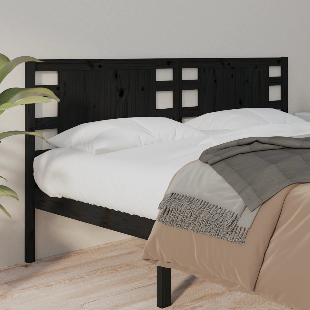 vidaXL Headboard Black 141x4x100 cm Solid Wood Pine