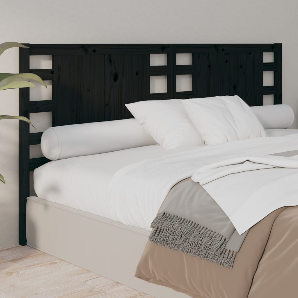 vidaXL Headboard Black 186x4x100 cm Solid Wood Pine