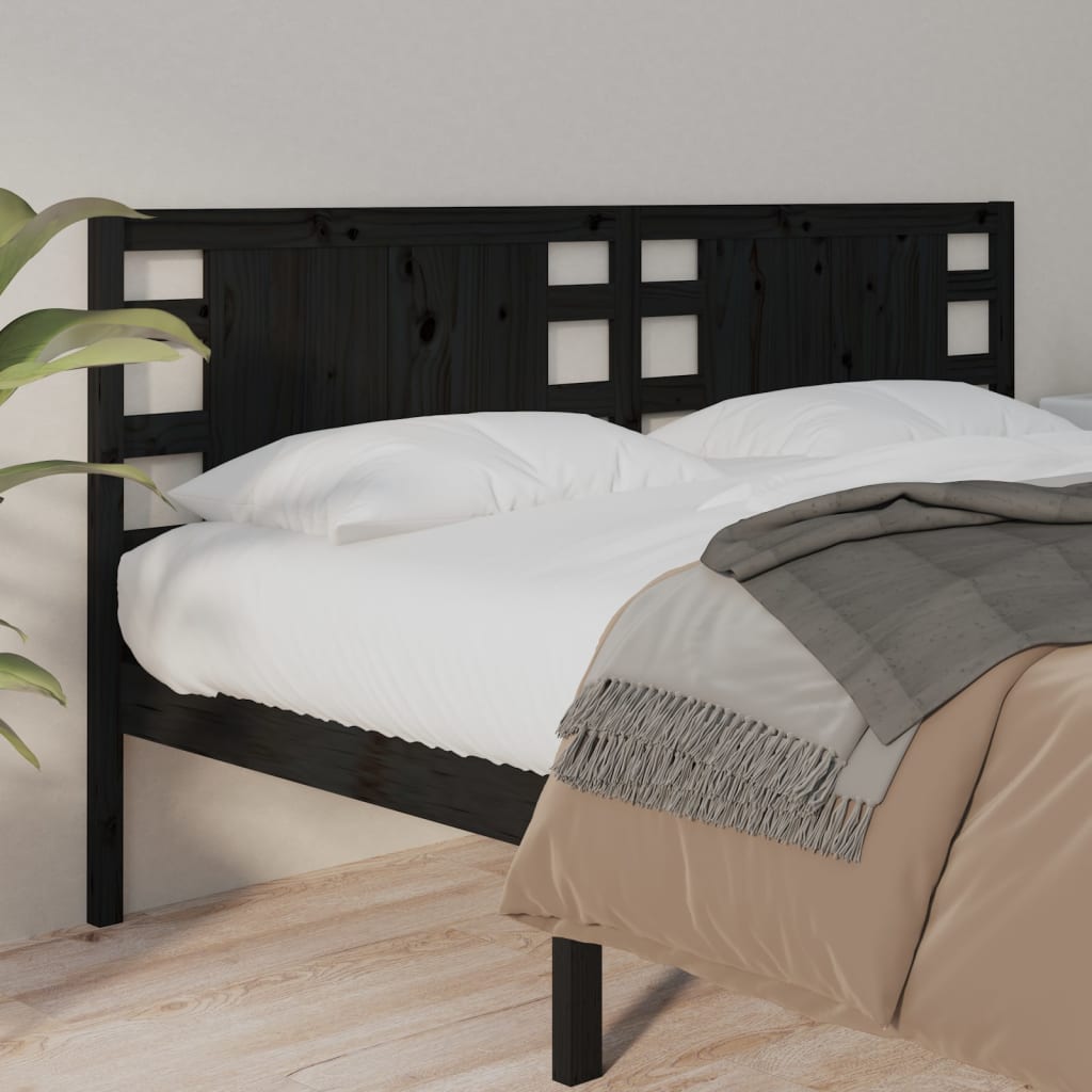 vidaXL Headboard Black 186x4x100 cm Solid Wood Pine