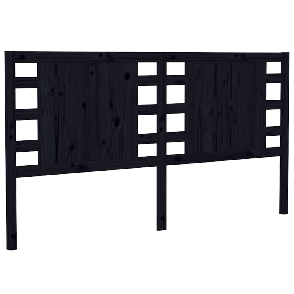 Headboard Black 206x4x100 cm Solid Wood Pine