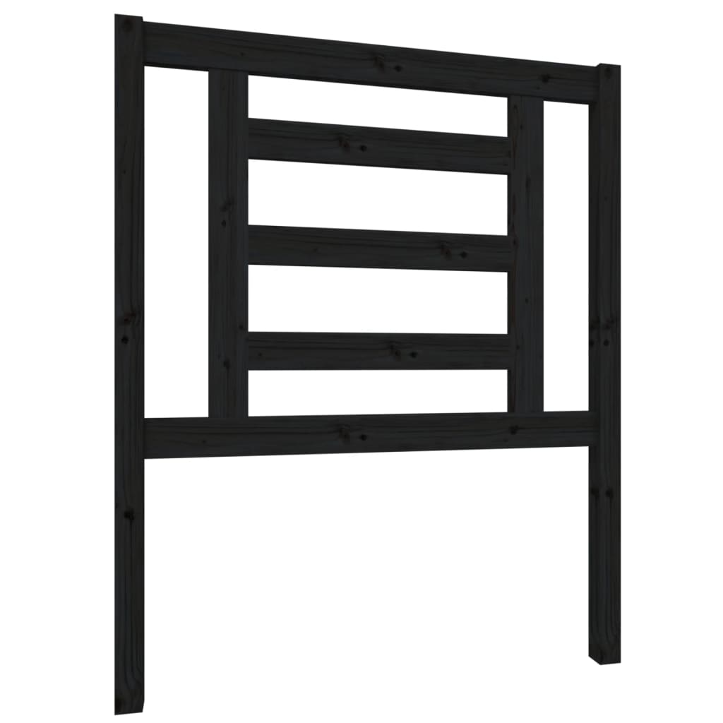 Bed Headboard Black 81x4x100 cm Solid Wood Pine