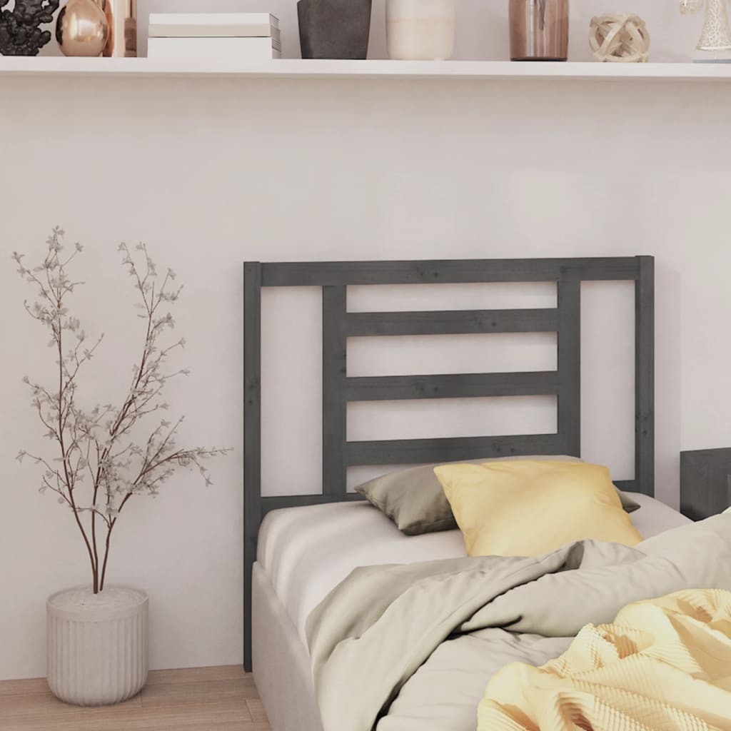 Bed Headboard Grey 96x4x100 cm Solid Wood Pine
