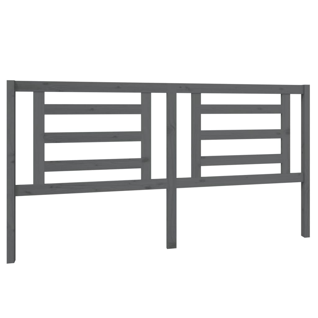 Bed Headboard Grey 186x4x100 cm Solid Pine Wood