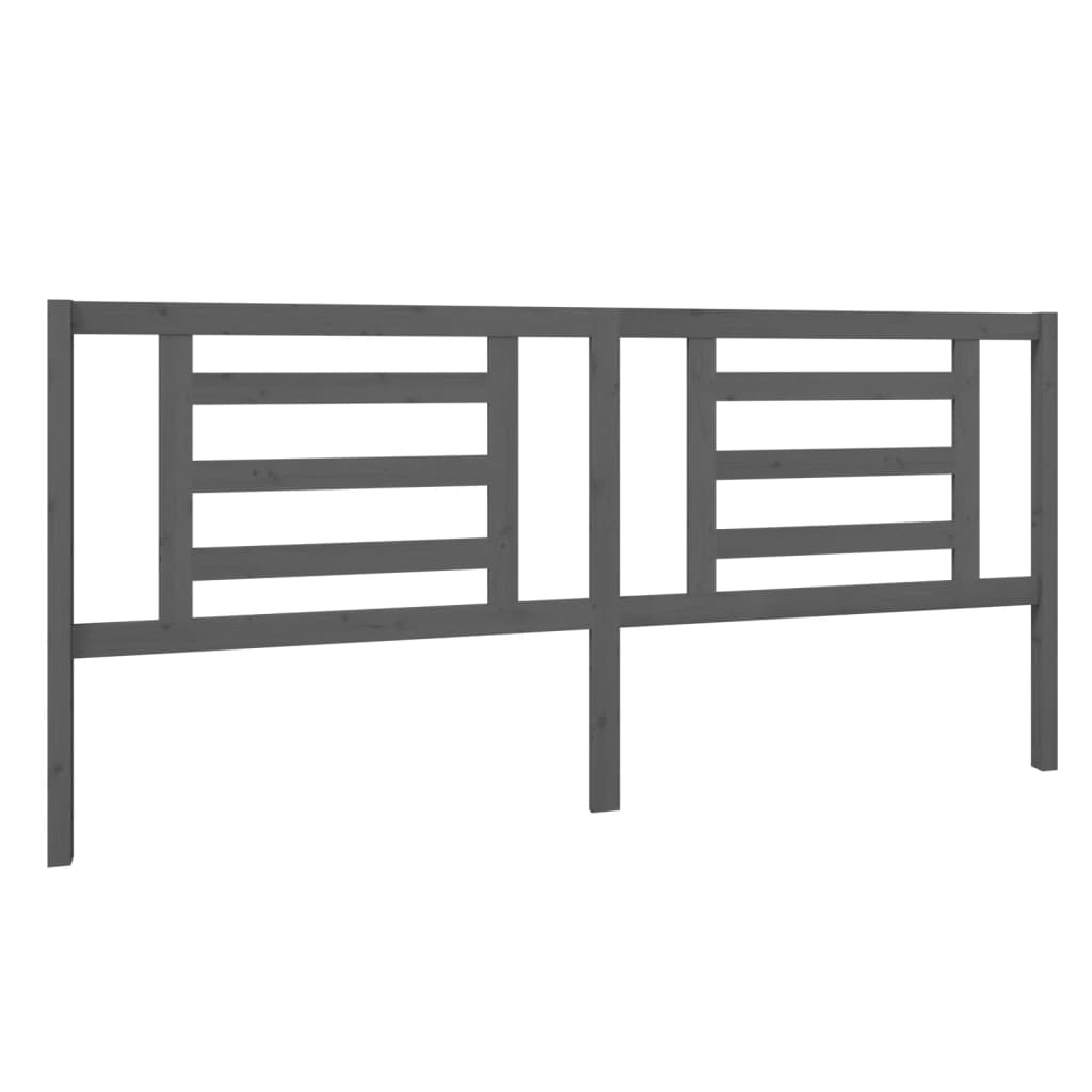 Bed Headboard Grey 206x4x100 cm Solid Pine Wood