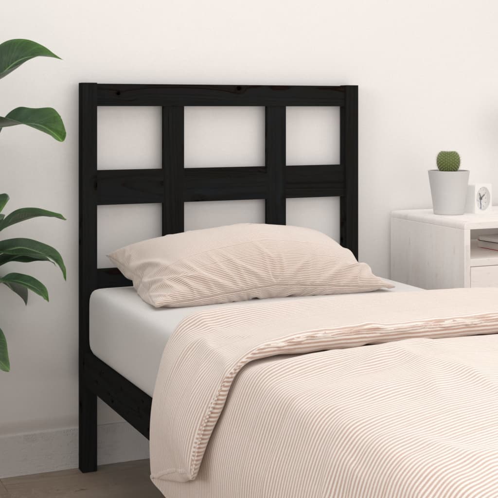 vidaXL Bed Headboard Black 80.5x4x100 cm Solid Wood Pine