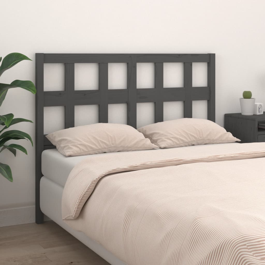 Bed Headboard Grey 185.5x4x100 cm Solid Wood Pine