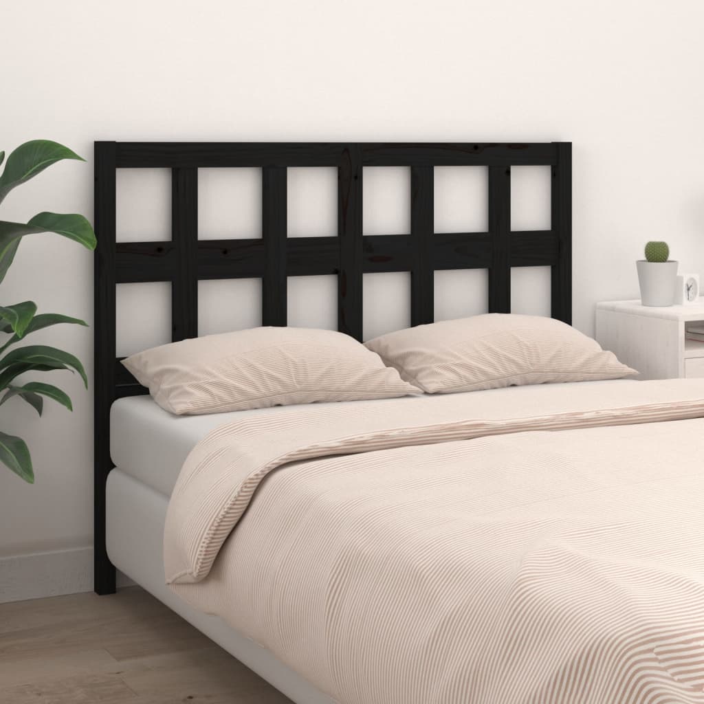 vidaXL Bed Headboard Black 205.5x4x100 cm Solid Wood Pine