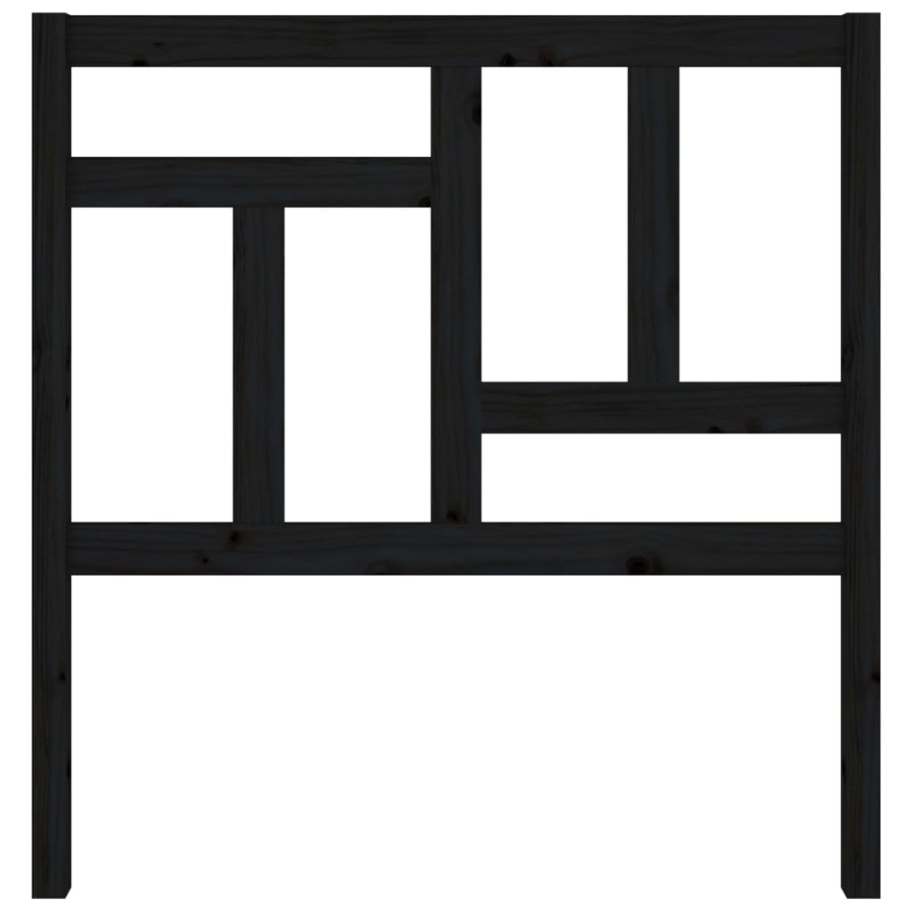 Bed Headboard | Black | Solid pine wood | 95.5 x 4 x 100 cm