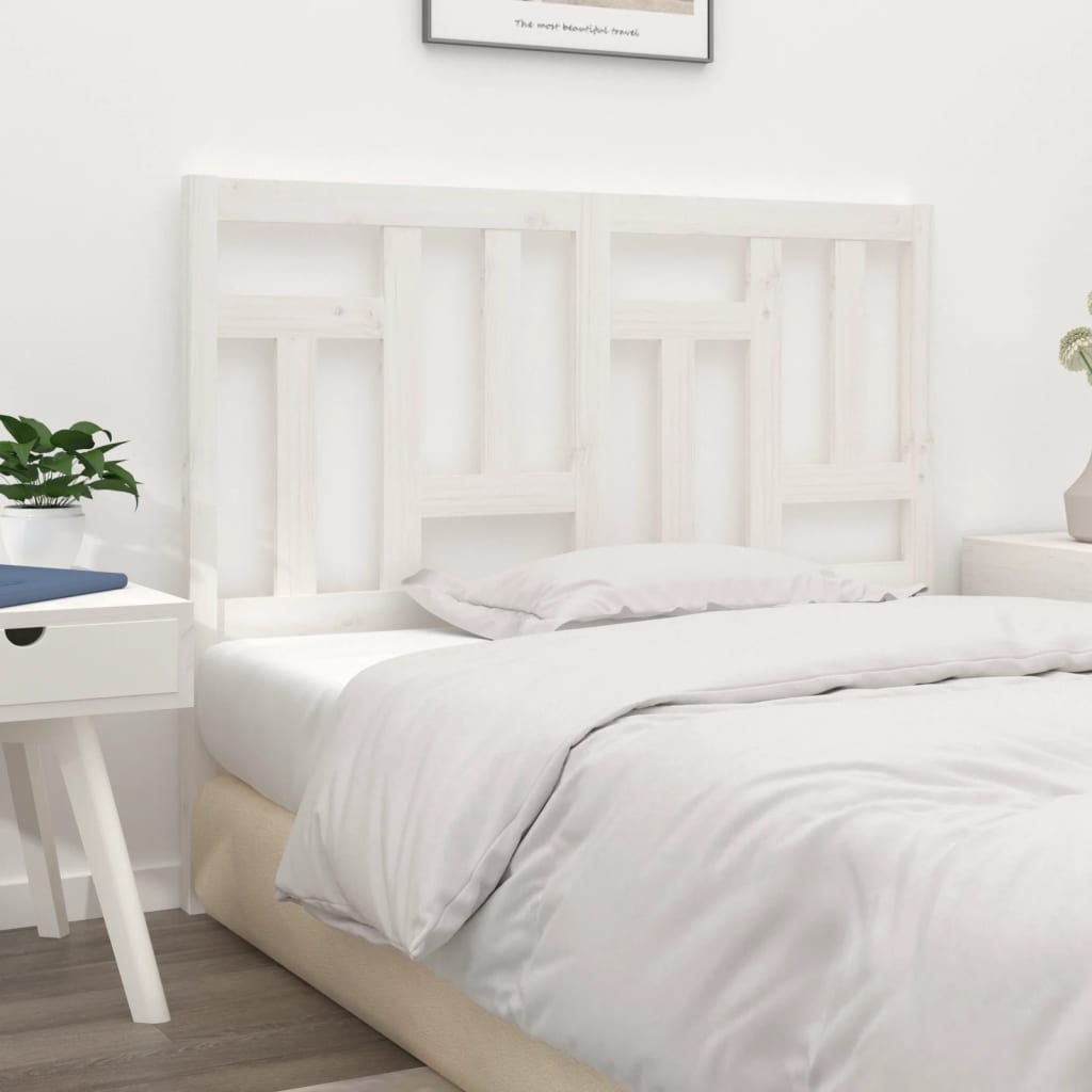 Bed Headboard White 145.5x4x100 cm Solid Wood Pine