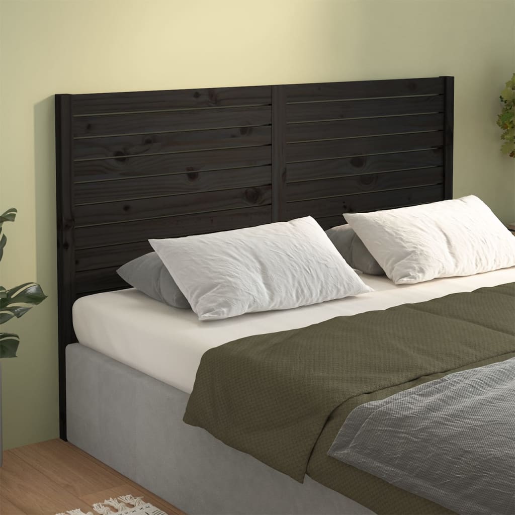 vidaXL Bed Headboard Black 126x4x100 cm Solid Wood Pine