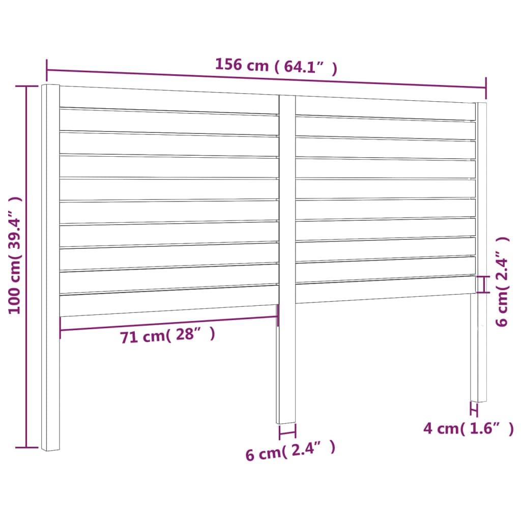 vidaXL Bed Headboard Black 156x4x100 cm Solid Wood Pine