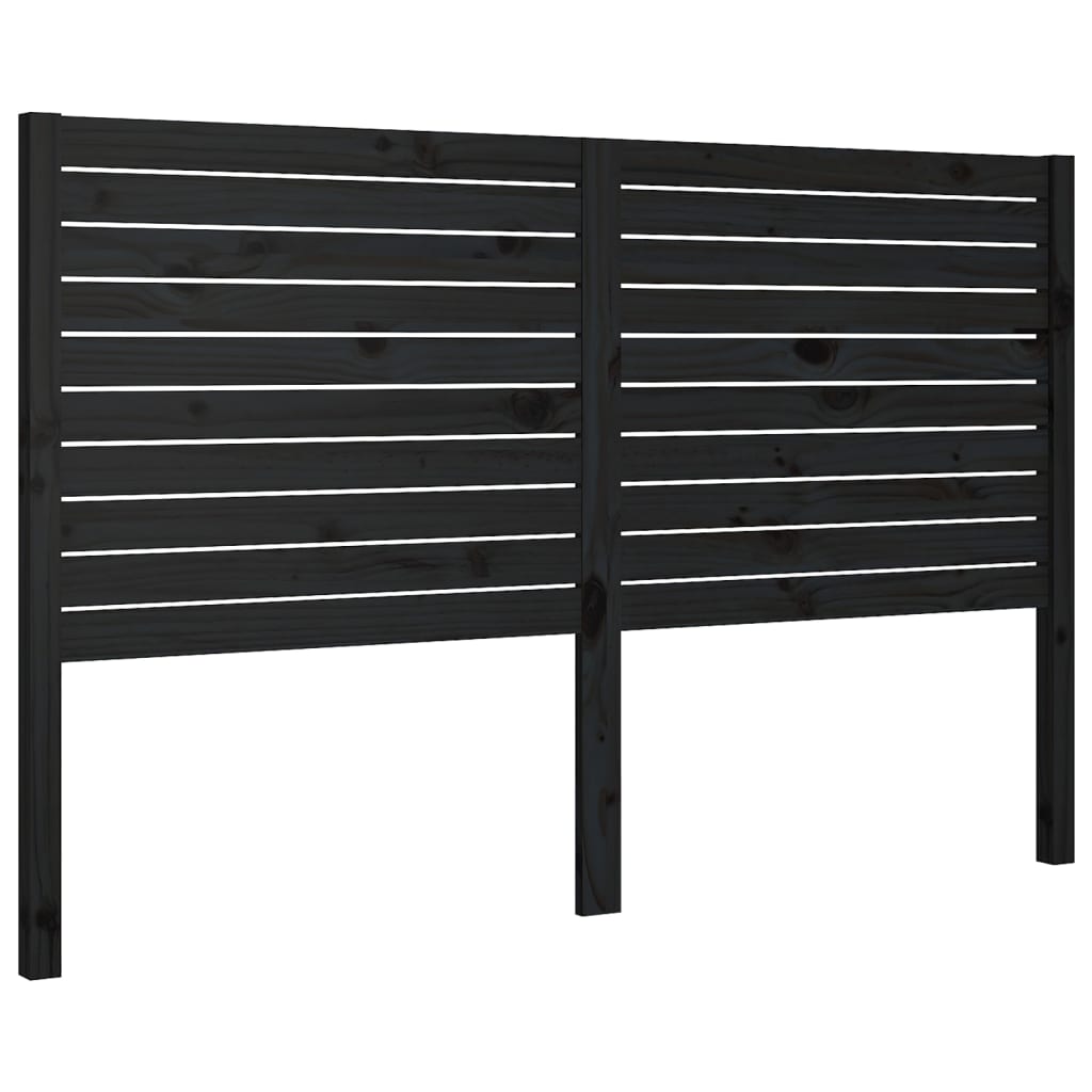 Bed Headboard Black 166x4x100 cm Solid Wood Pine