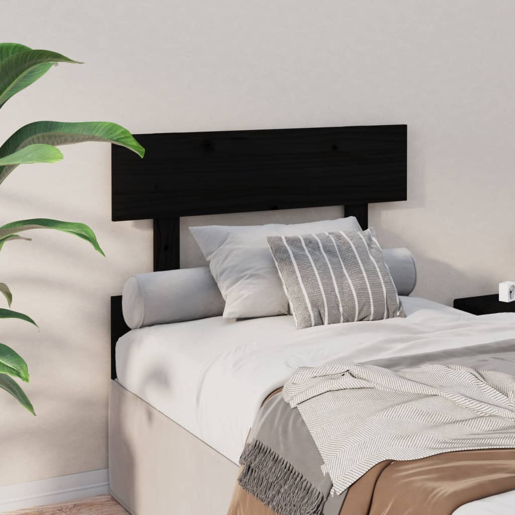 Bed Headboard Black 103.5x3x81 cm Solid Wood Pine