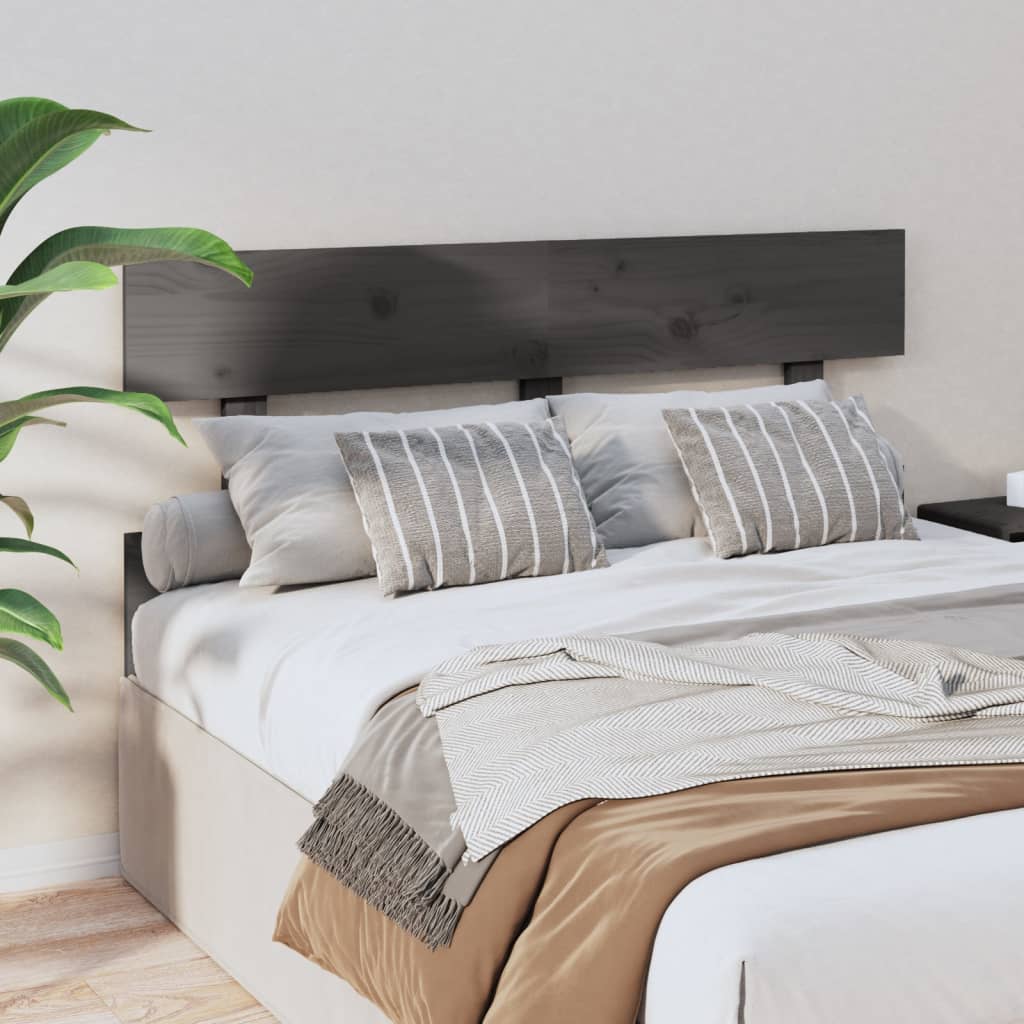 Bed Headboard Grey 124x3x81 cm Solid Wood Pine