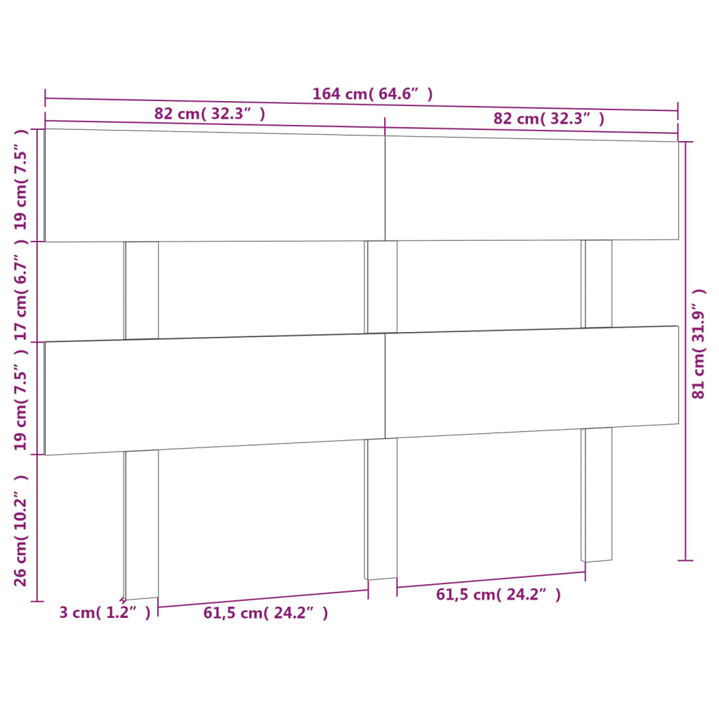 Bed Headboard 164x3x81 cm Solid Wood Pine