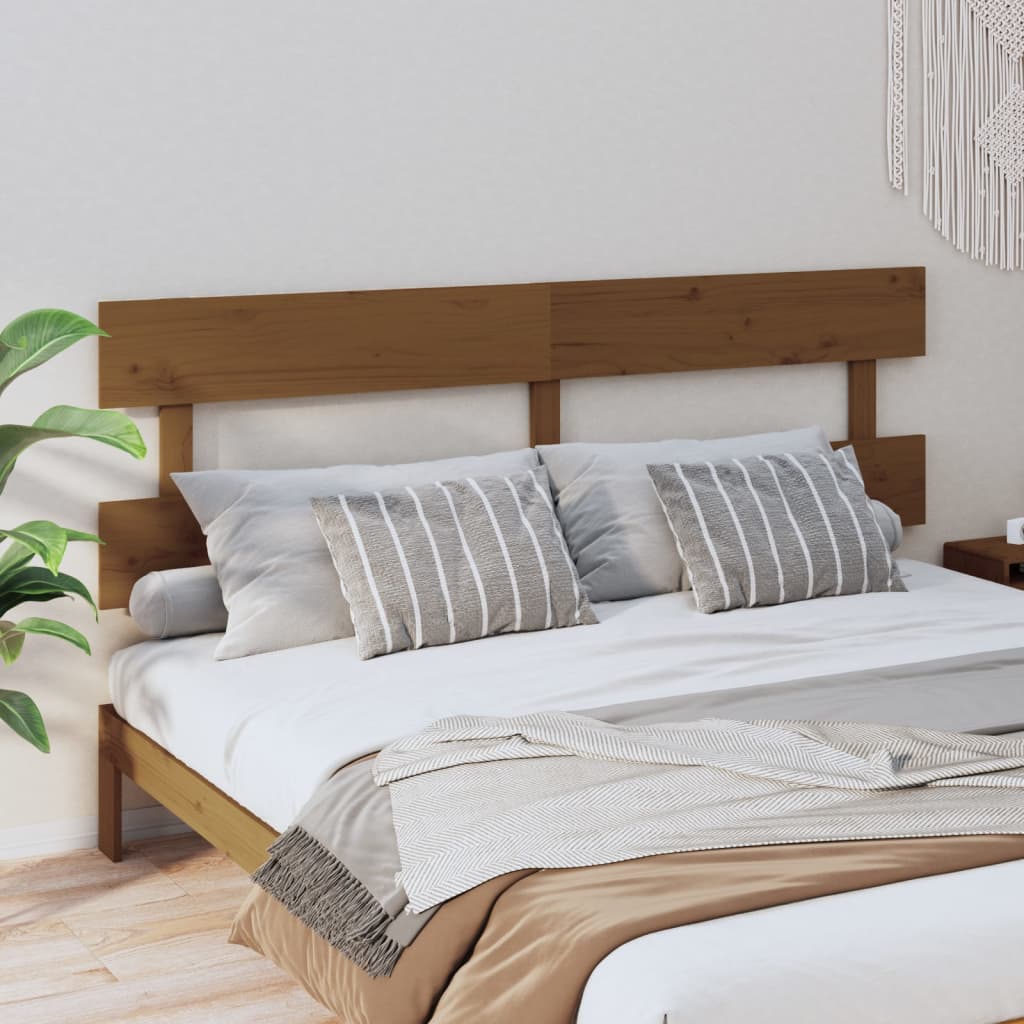 Bed Headboard Honey Brown 204x3x81 cm Solid Wood Pine