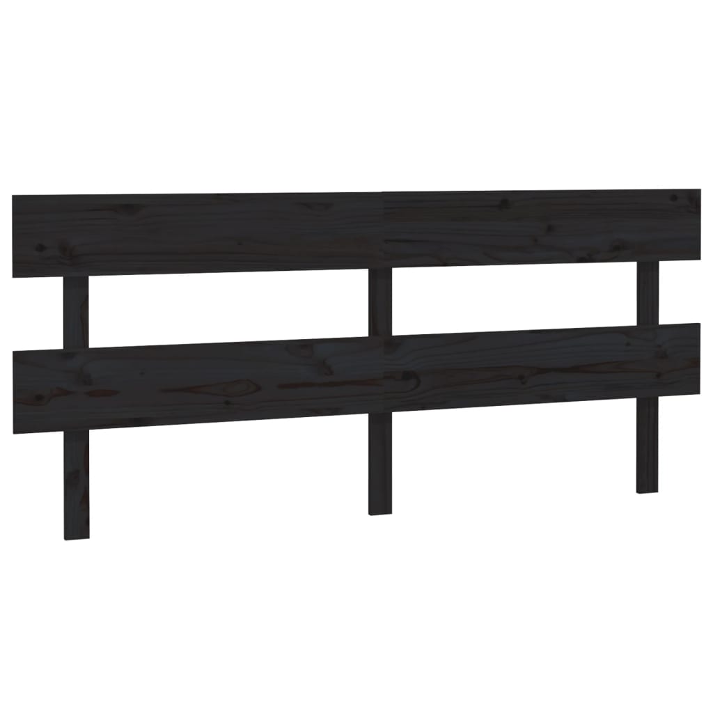 vidaXL Bed Headboard Black 204x3x81 cm Solid Wood Pine